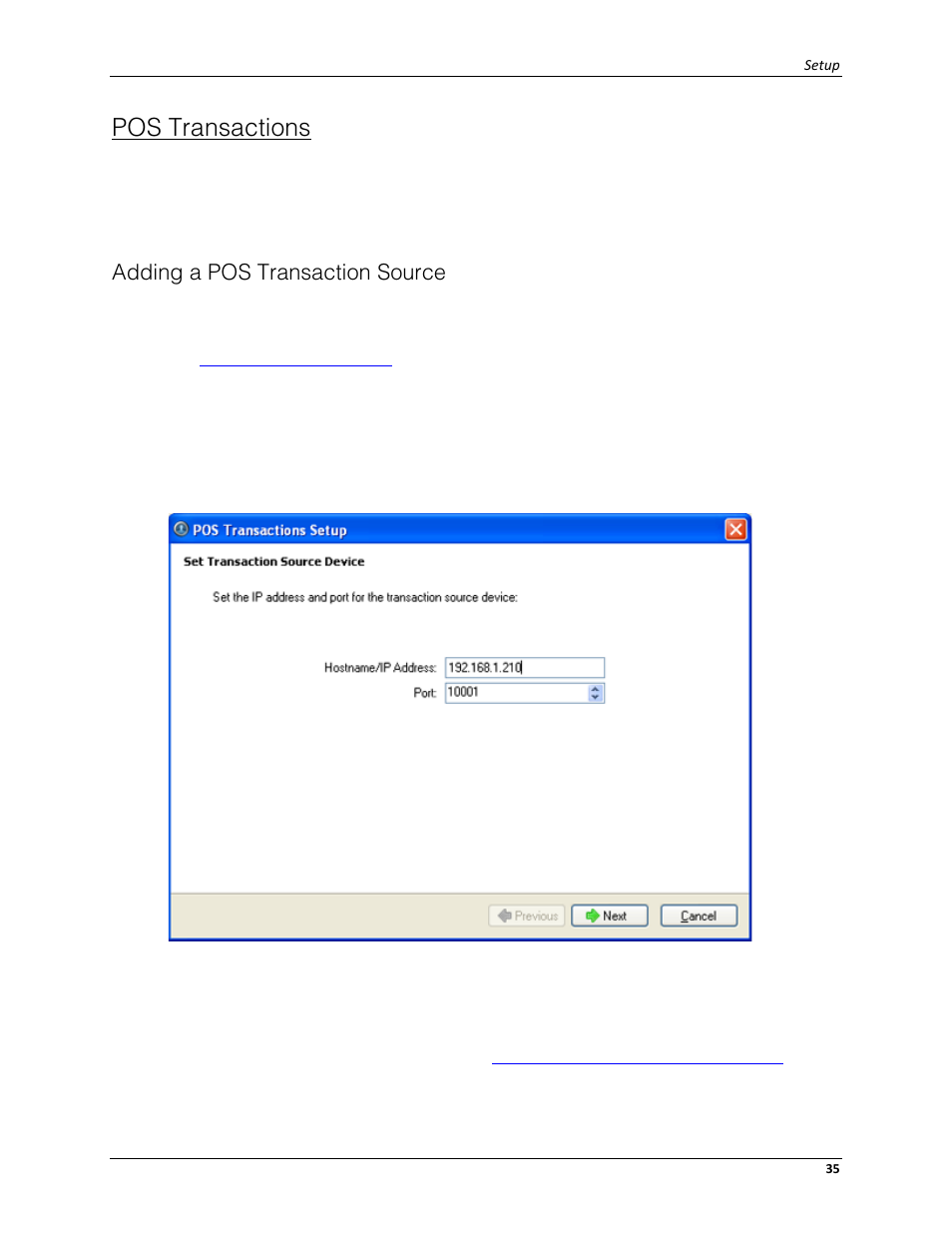 Pos transactions, Adding a pos transaction source | Avigilon ACC Standard Client Version 4.12 User Manual | Page 43 / 159