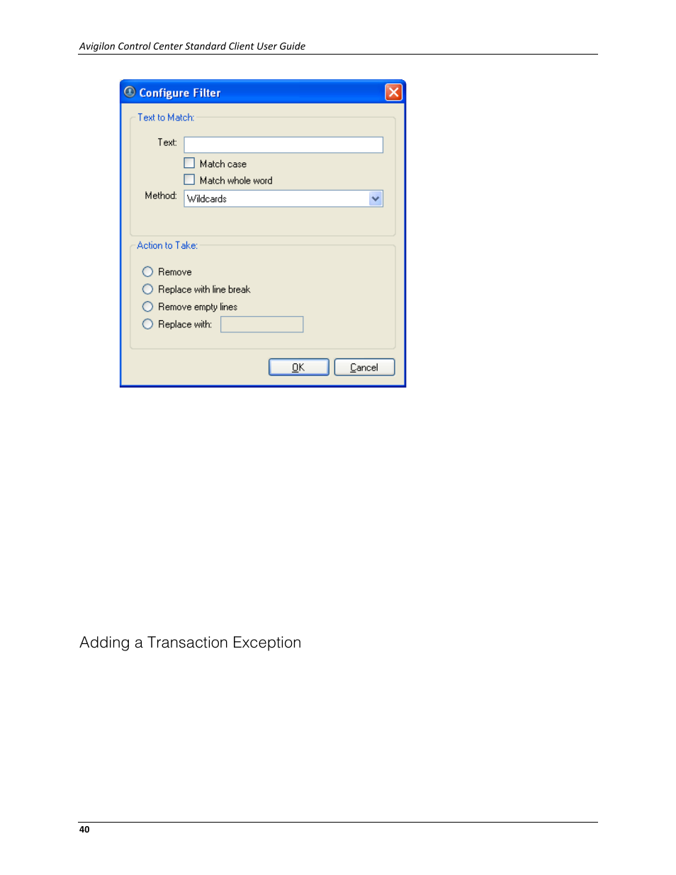 Adding a transaction exception | Avigilon ACC Standard Client Version 4.12 User Manual | Page 48 / 159