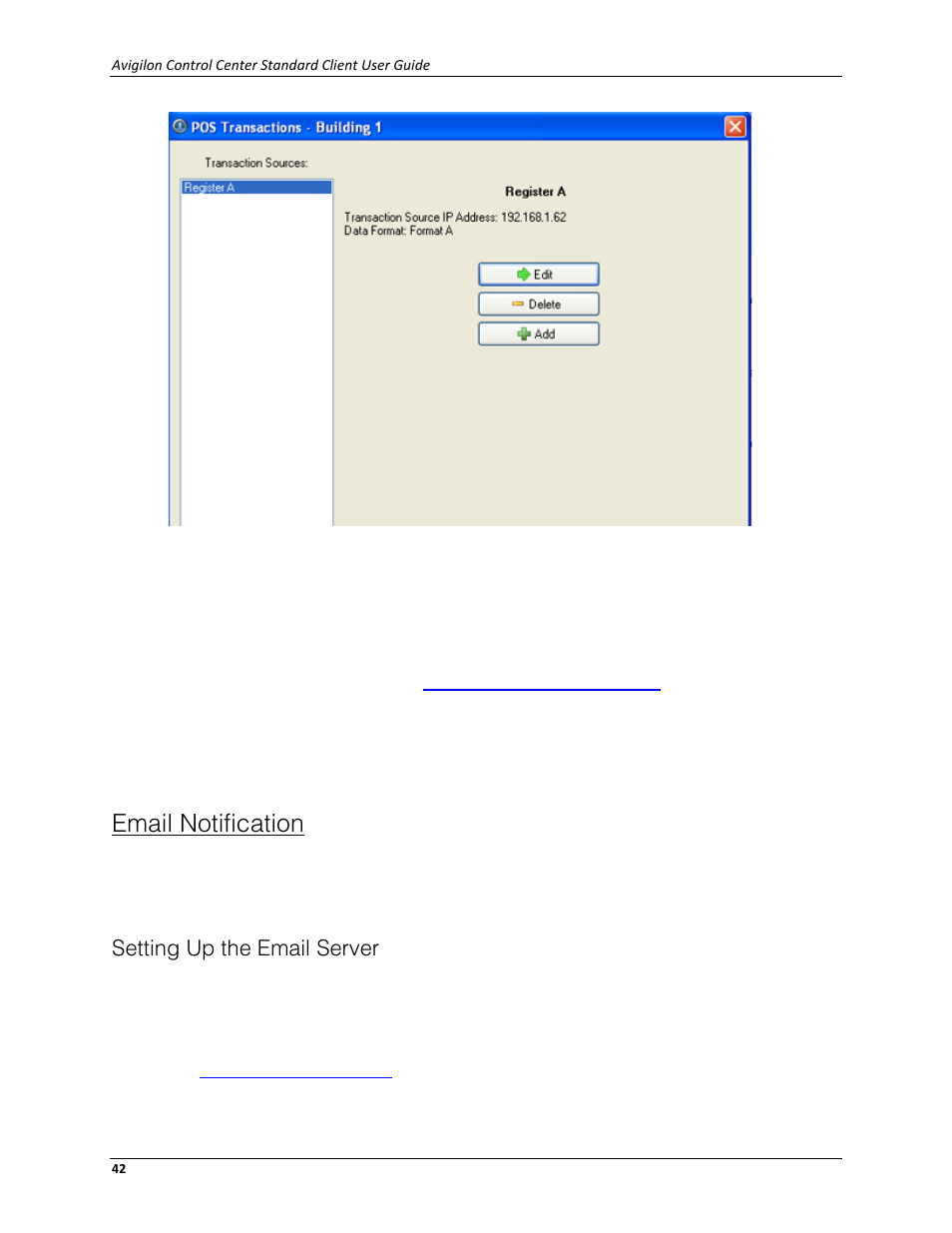 Email notification, Setting up the email server | Avigilon ACC Standard Client Version 4.12 User Manual | Page 50 / 159