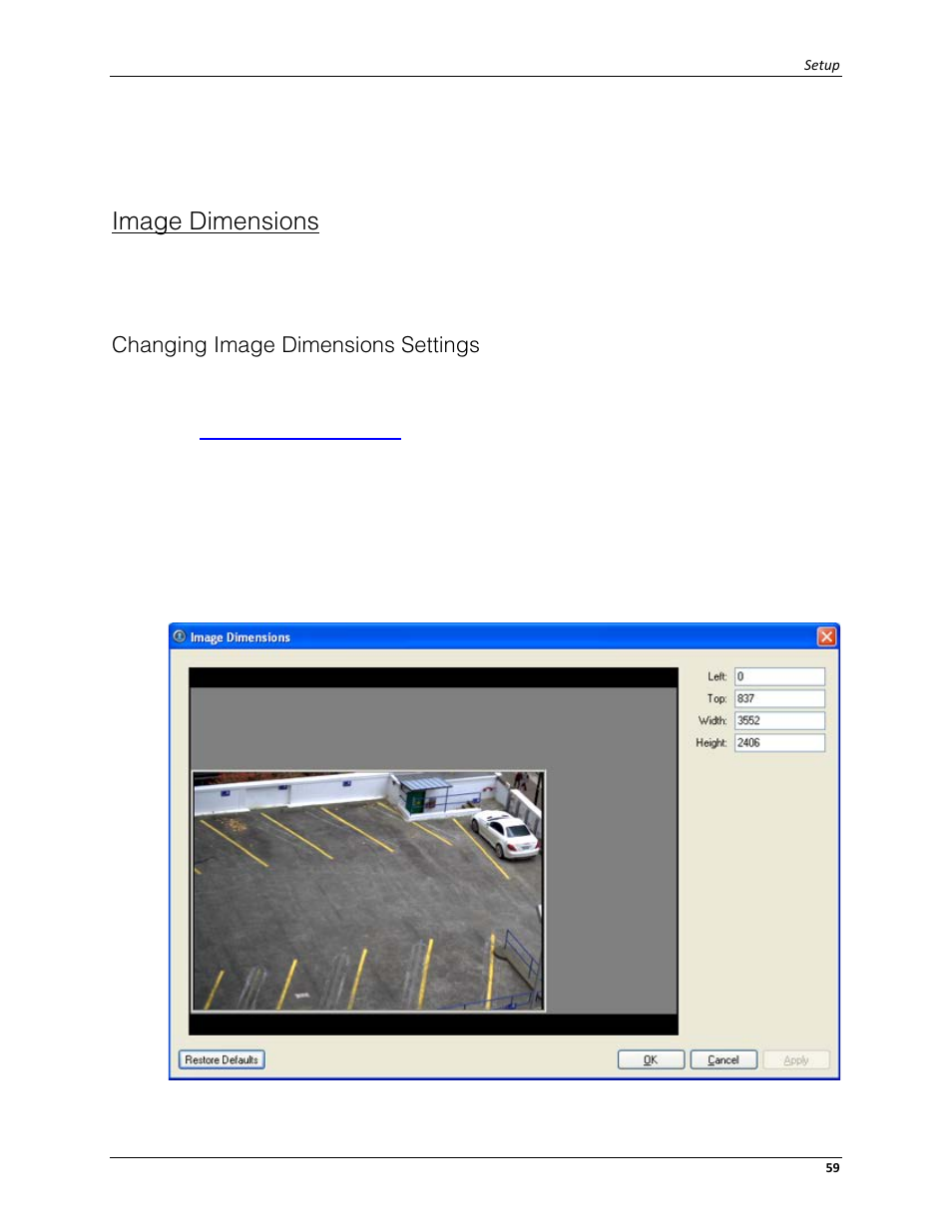 Image dimensions, Changing image dimensions settings | Avigilon ACC Standard Client Version 4.12 User Manual | Page 67 / 159