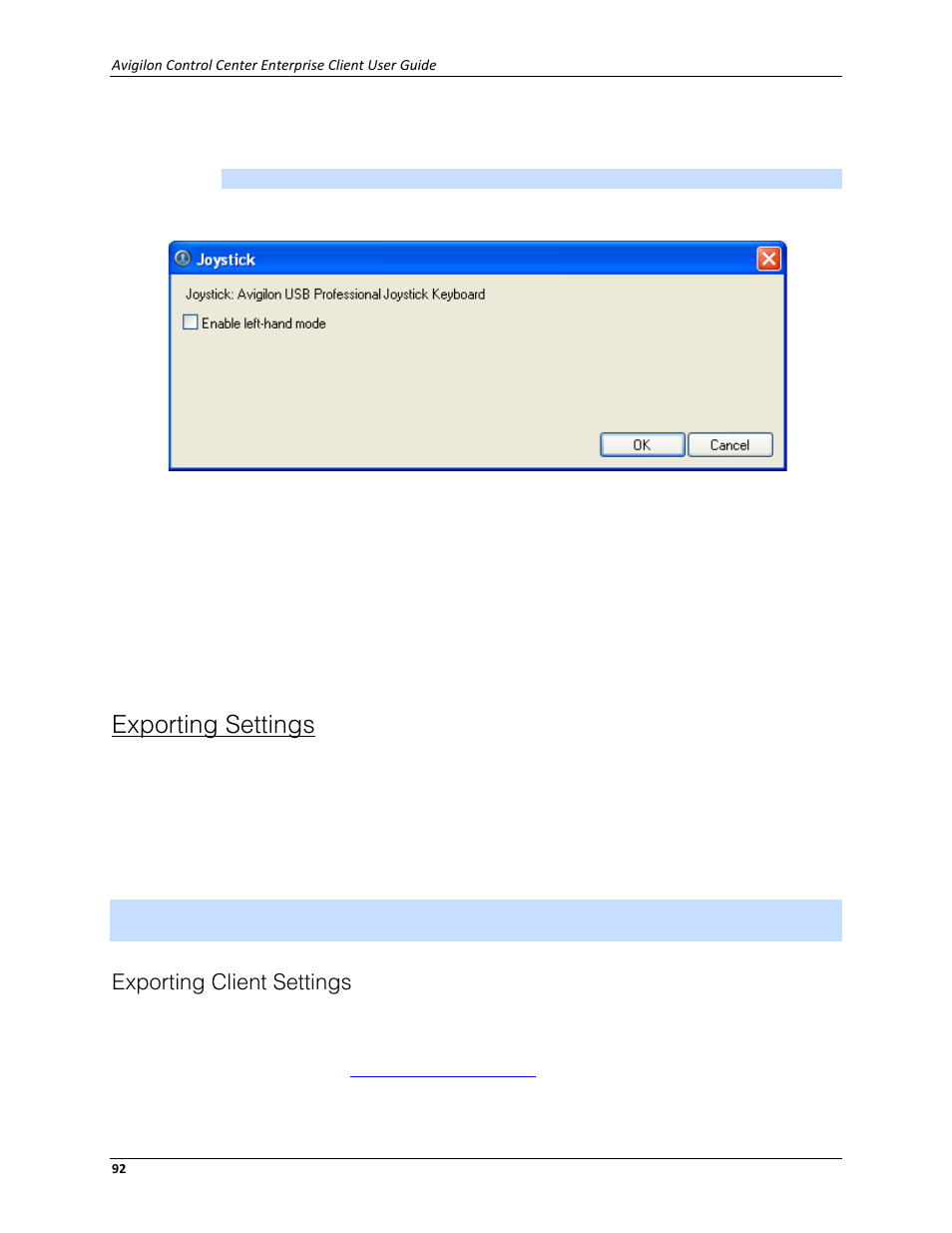 Exporting settings, Exporting client settings | Avigilon ACC Enterprise Client Version 4.12 User Manual | Page 100 / 214