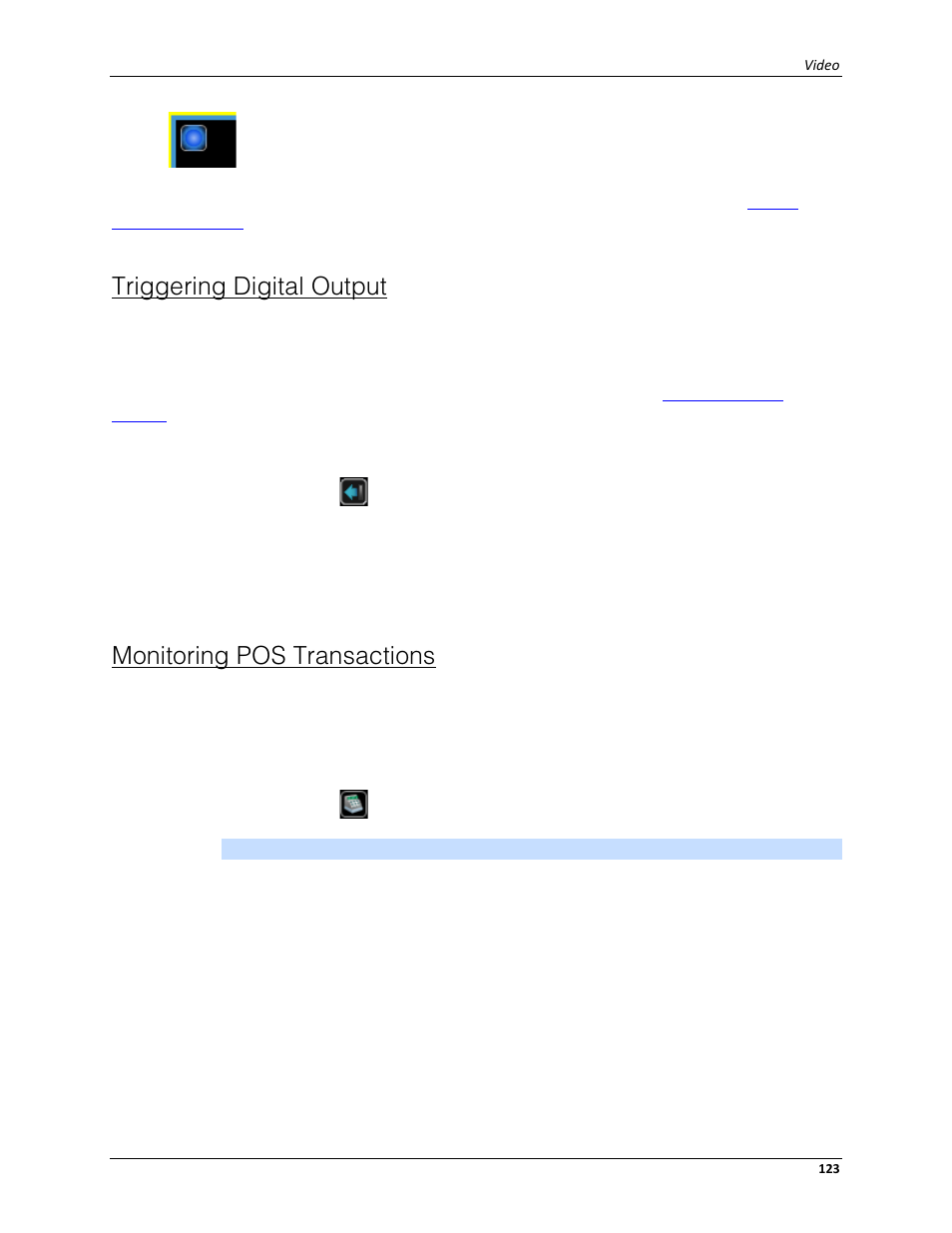 Triggering digital output, Monitoring pos transactions | Avigilon ACC Enterprise Client Version 4.12 User Manual | Page 131 / 214