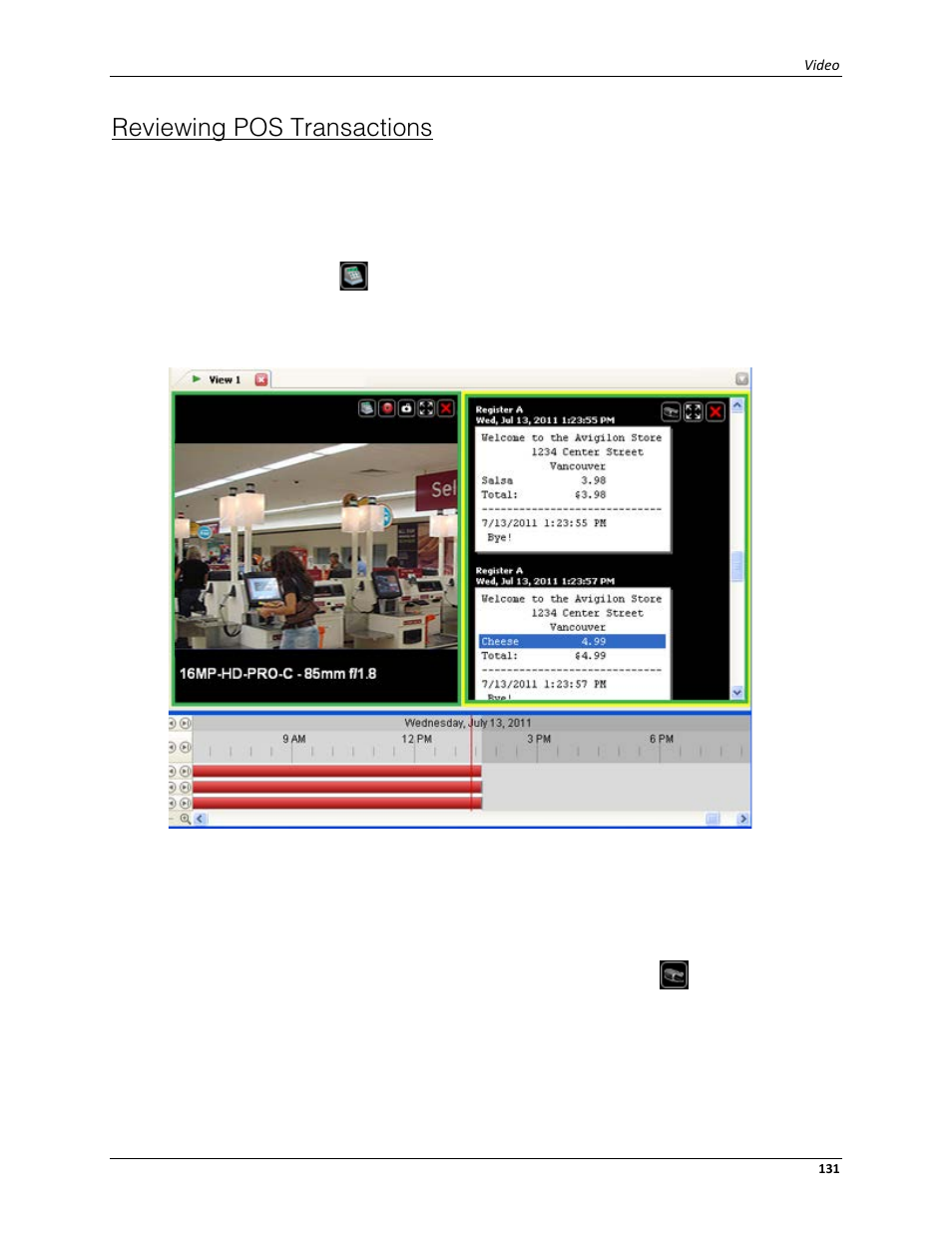 Reviewing pos transactions | Avigilon ACC Enterprise Client Version 4.12 User Manual | Page 139 / 214