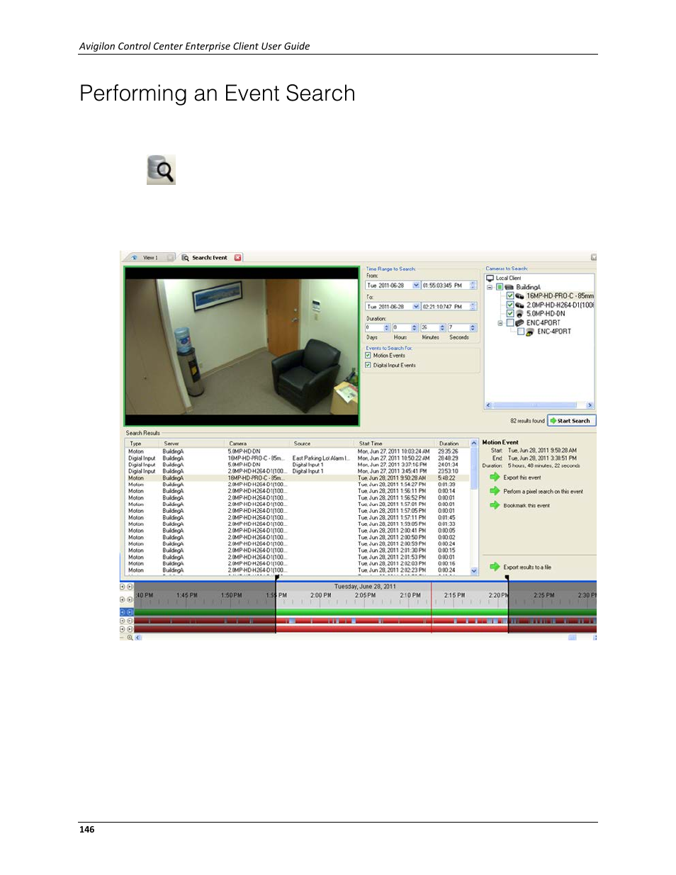 Performing an event search | Avigilon ACC Enterprise Client Version 4.12 User Manual | Page 154 / 214
