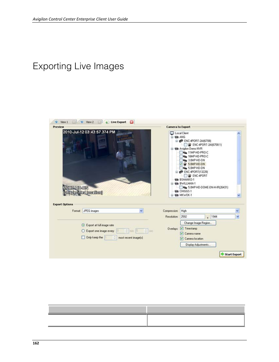 Exporting live images | Avigilon ACC Enterprise Client Version 4.12 User Manual | Page 170 / 214