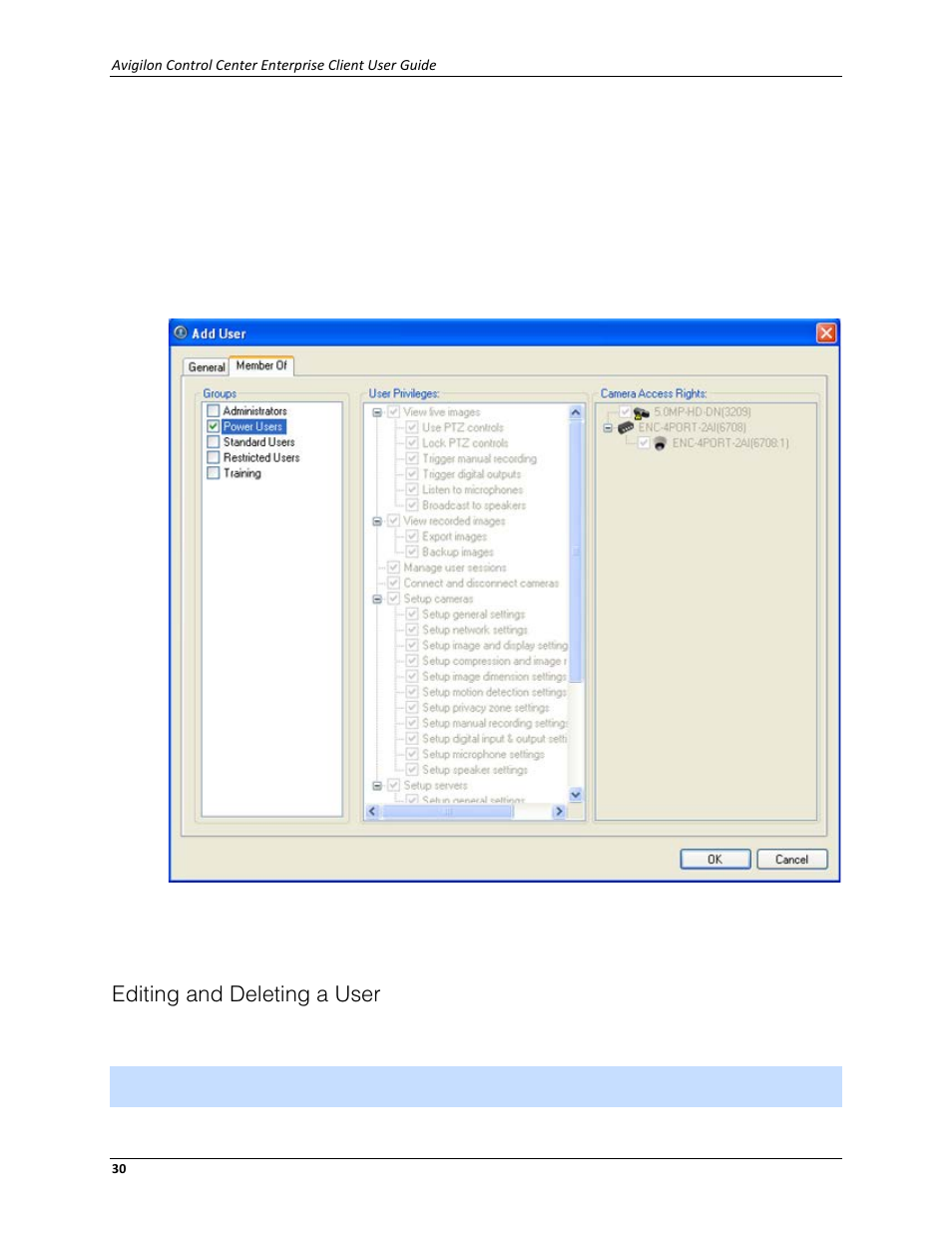 Editing and deleting a user | Avigilon ACC Enterprise Client Version 4.12 User Manual | Page 38 / 214