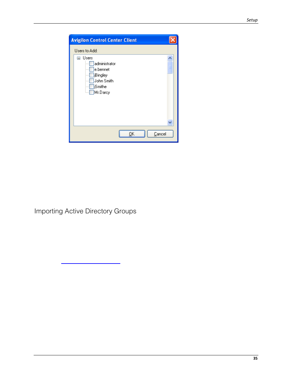 Importing active directory groups | Avigilon ACC Enterprise Client Version 4.12 User Manual | Page 43 / 214