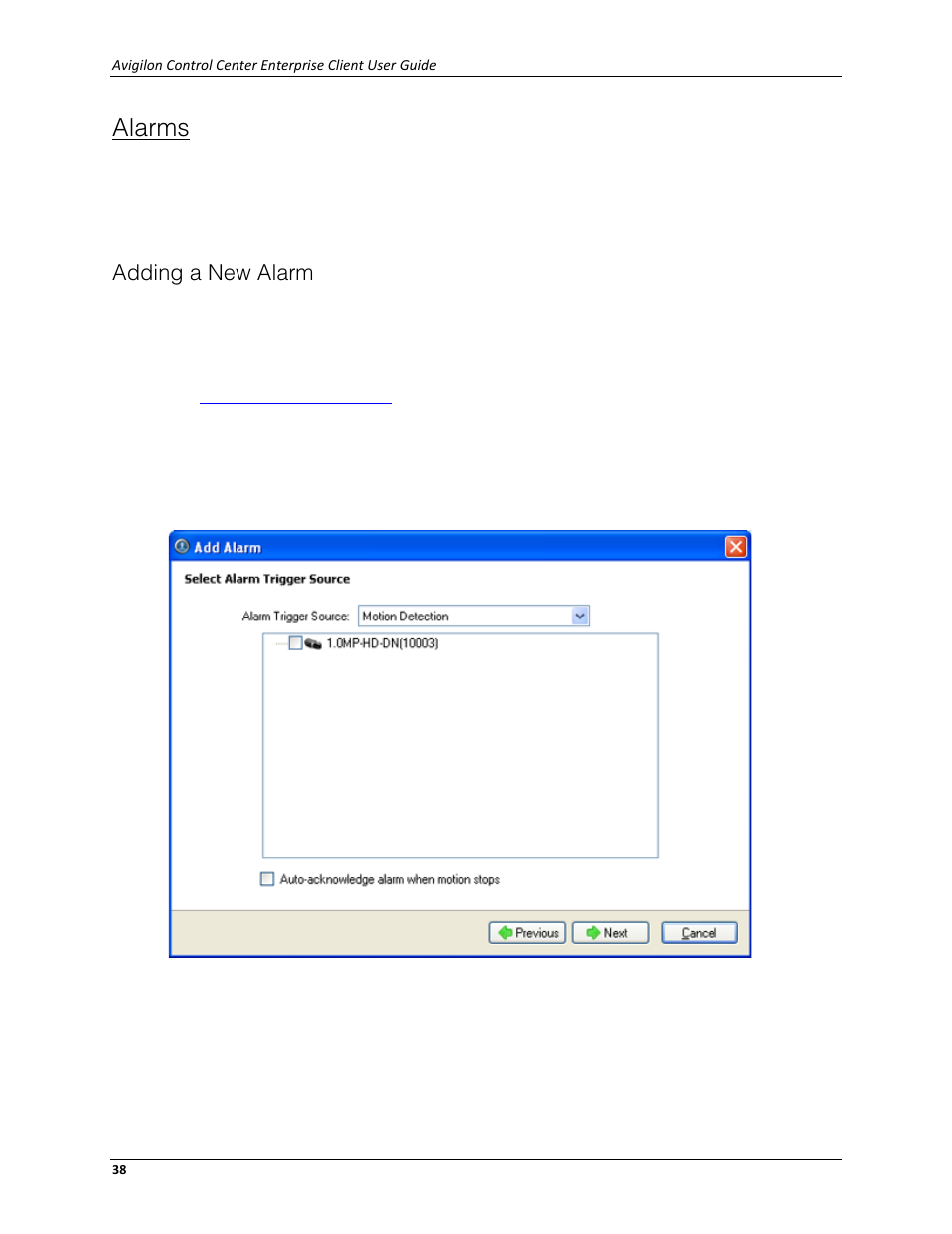 Alarms, Adding a new alarm | Avigilon ACC Enterprise Client Version 4.12 User Manual | Page 46 / 214