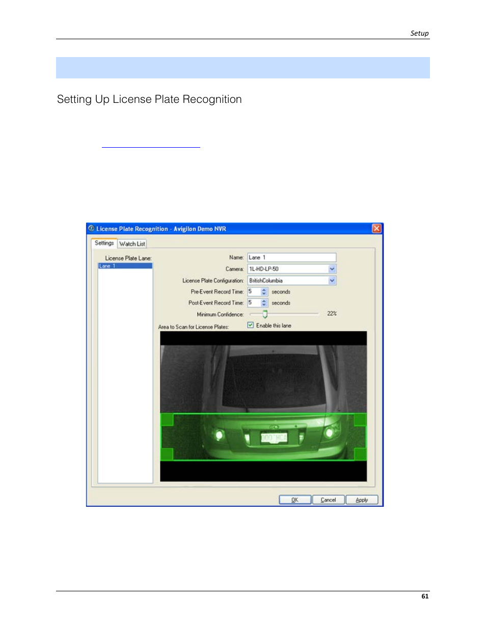 Setting up license plate recognition | Avigilon ACC Enterprise Client Version 4.12 User Manual | Page 69 / 214