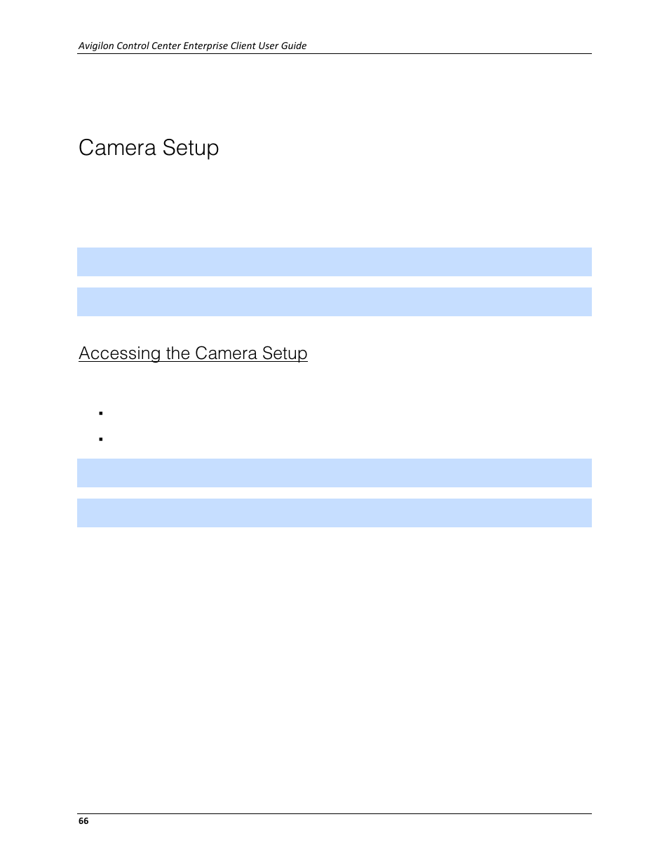 Camera setup, Accessing the camera setup | Avigilon ACC Enterprise Client Version 4.12 User Manual | Page 74 / 214