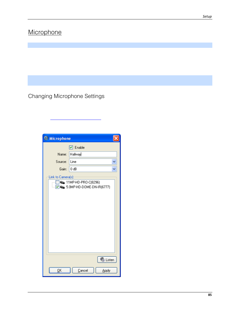 Microphone, Changing microphone settings | Avigilon ACC Enterprise Client Version 4.12 User Manual | Page 93 / 214