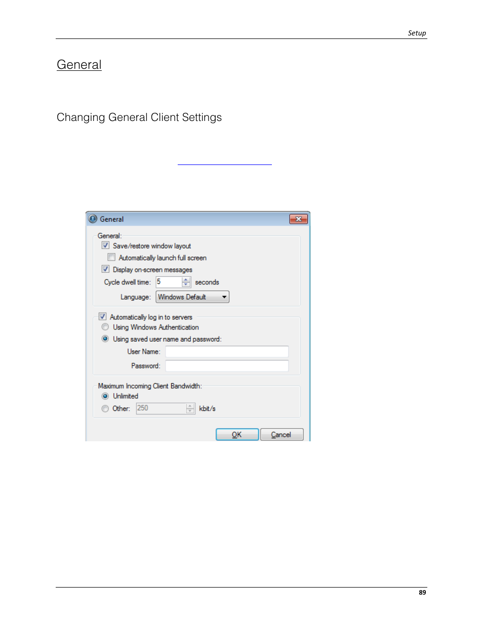 General, Changing general client settings | Avigilon ACC Enterprise Client Version 4.12 User Manual | Page 97 / 214