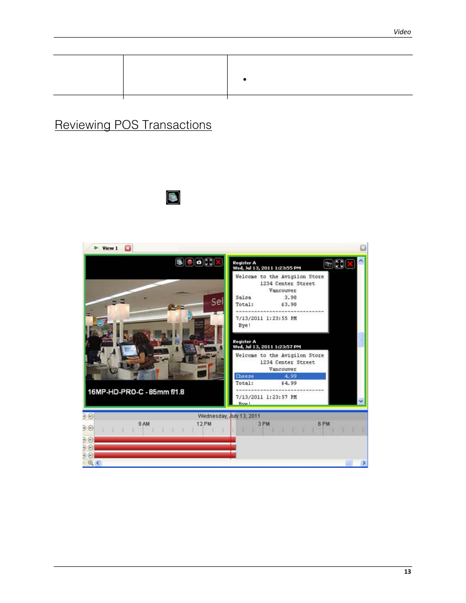 Reviewing pos transactions | Avigilon ACC Player Version 4.12 User Manual | Page 17 / 49