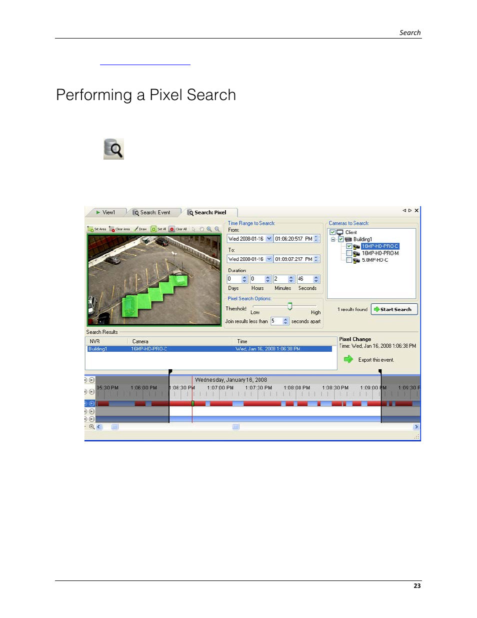 Performing a pixel search | Avigilon ACC Player Version 4.12 User Manual | Page 27 / 49