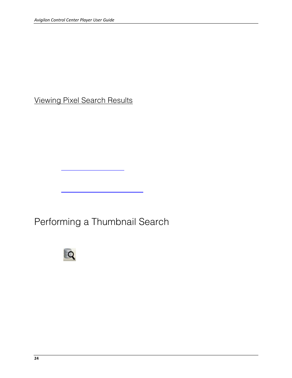 Viewing pixel search results, Performing a thumbnail search | Avigilon ACC Player Version 4.12 User Manual | Page 28 / 49