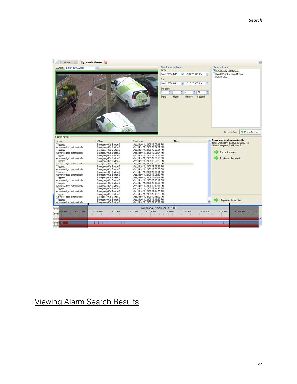 Viewing alarm search results | Avigilon ACC Player Version 4.12 User Manual | Page 31 / 49