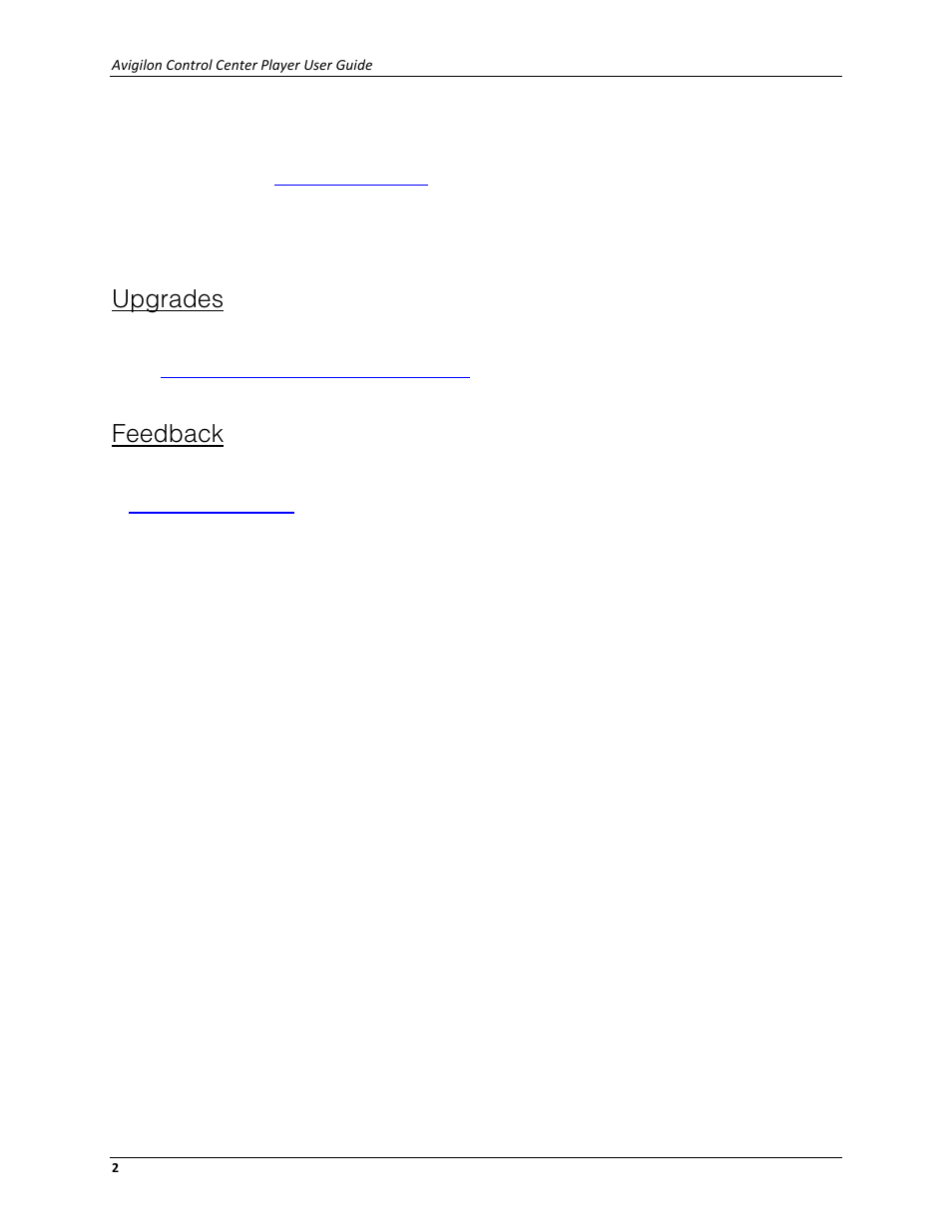 Upgrades, Feedback | Avigilon ACC Player Version 4.12 User Manual | Page 6 / 49