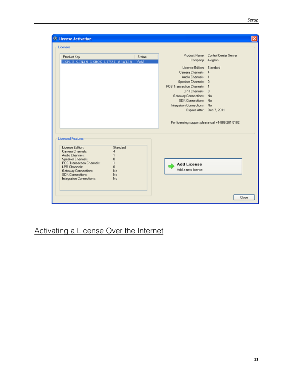 Activating a license over the internet | Avigilon ACC Server Version 4.12 User Manual | Page 15 / 50