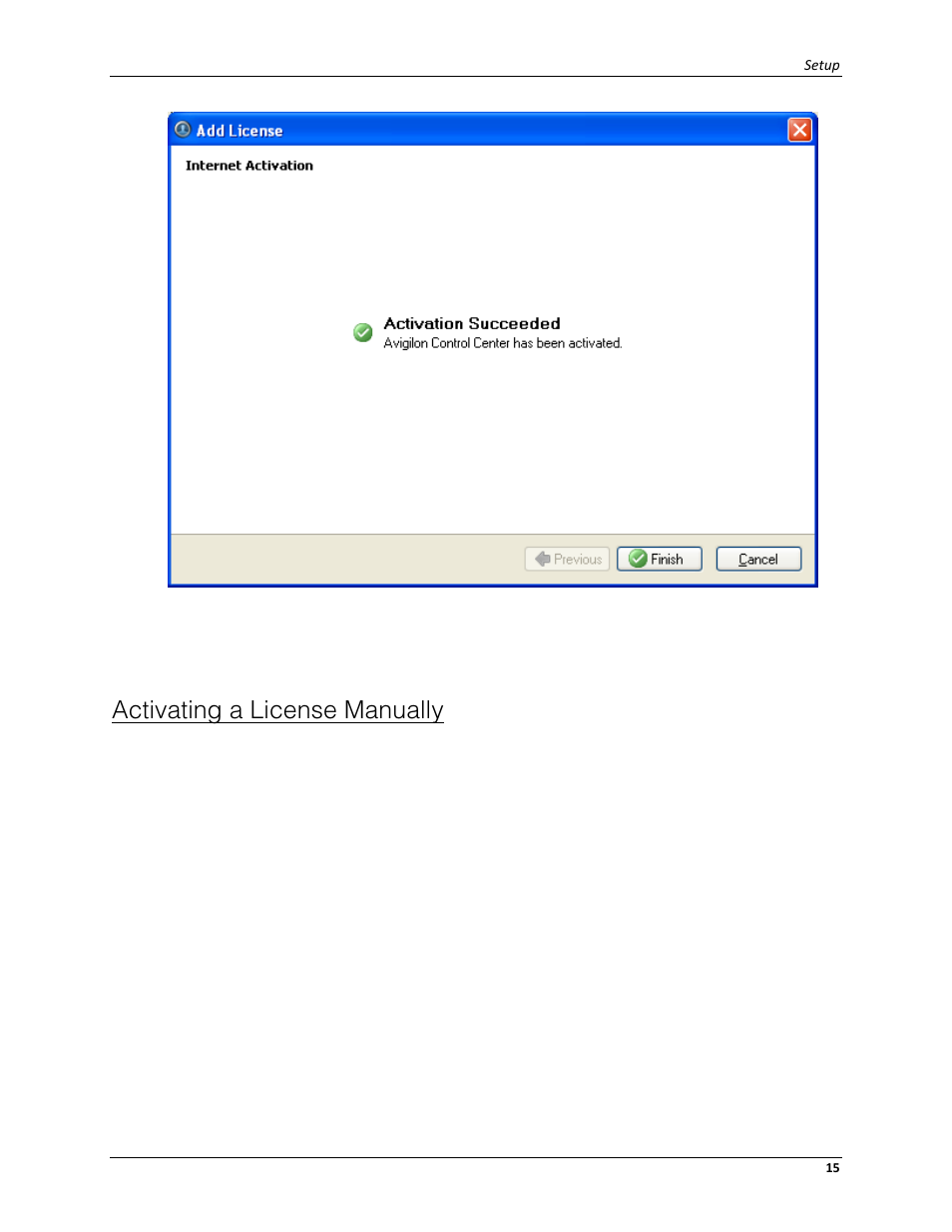 Activating a license manually | Avigilon ACC Server Version 4.12 User Manual | Page 19 / 50