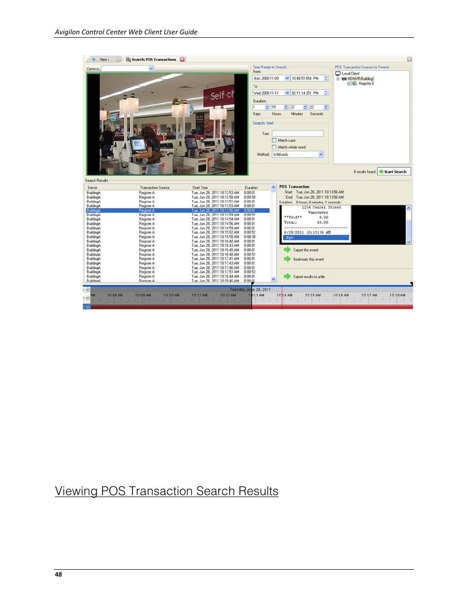Viewing pos transaction search results | Avigilon ACC Enterprise Web Client Version 4.12 User Manual | Page 54 / 70