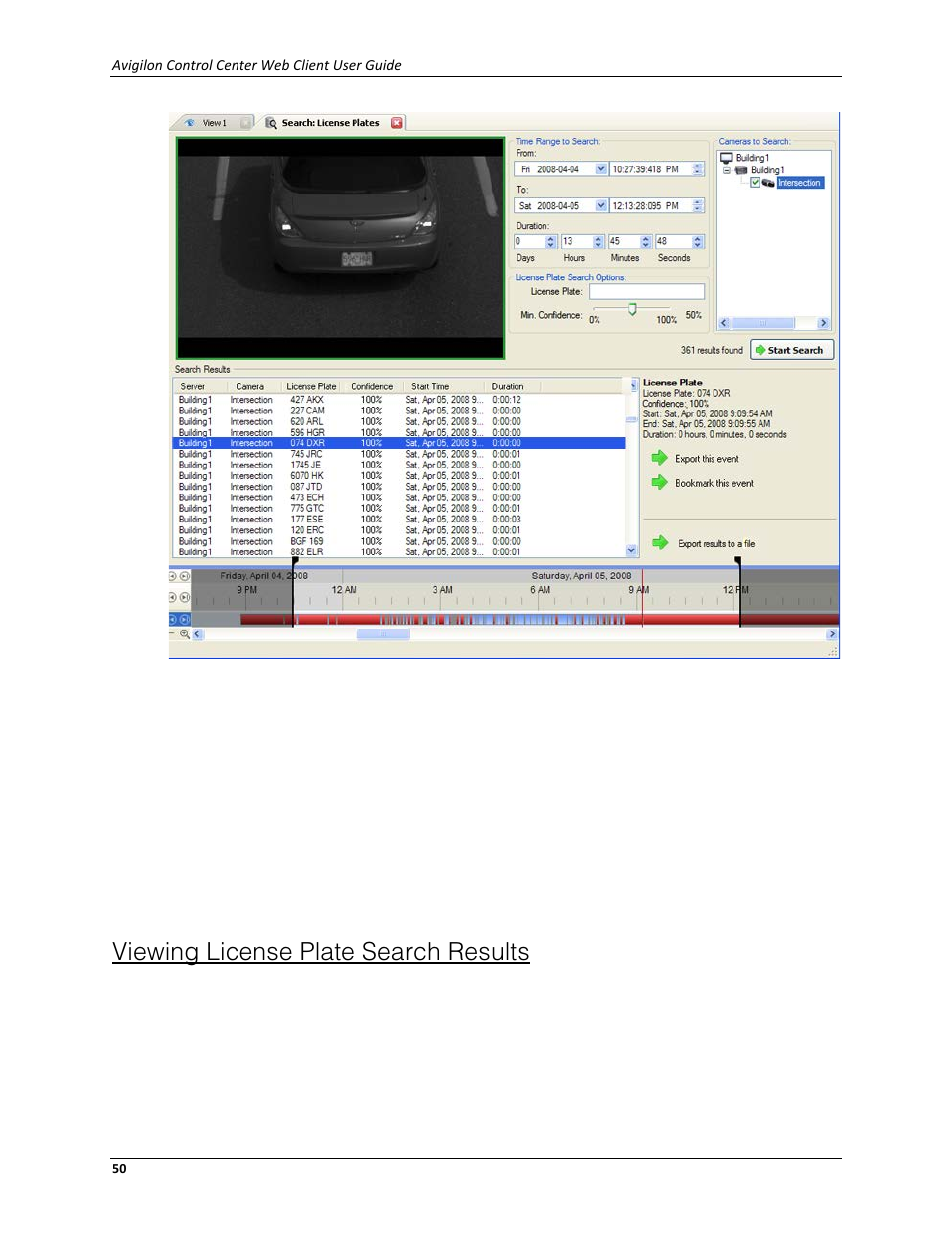 Viewing license plate search results | Avigilon ACC Enterprise Web Client Version 4.12 User Manual | Page 56 / 70