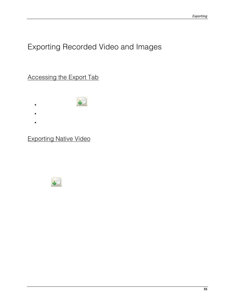 Exporting recorded video and images, Accessing the export tab, Exporting native video | Avigilon ACC Enterprise Web Client Version 4.12 User Manual | Page 61 / 70