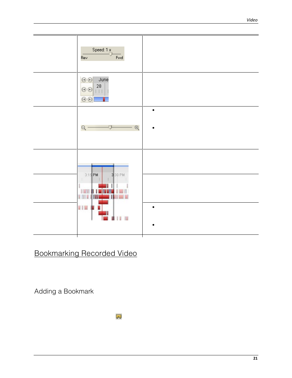 Bookmarking recorded video, Adding a bookmark | Avigilon ACC Core Web Client Version 4.12 User Manual | Page 25 / 49