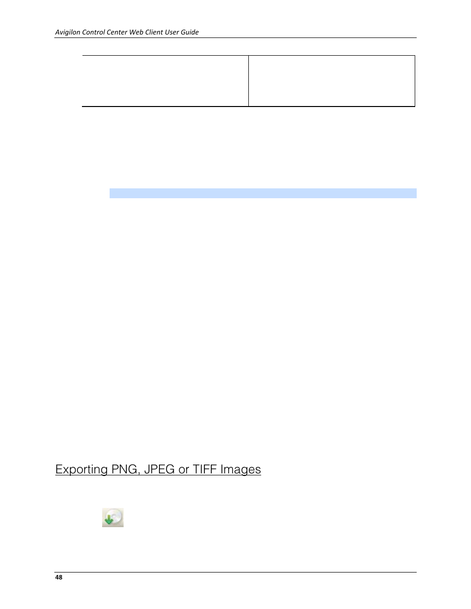 Exporting png, jpeg or tiff images | Avigilon ACC Standard Web Client Version 4.12 User Manual | Page 52 / 57