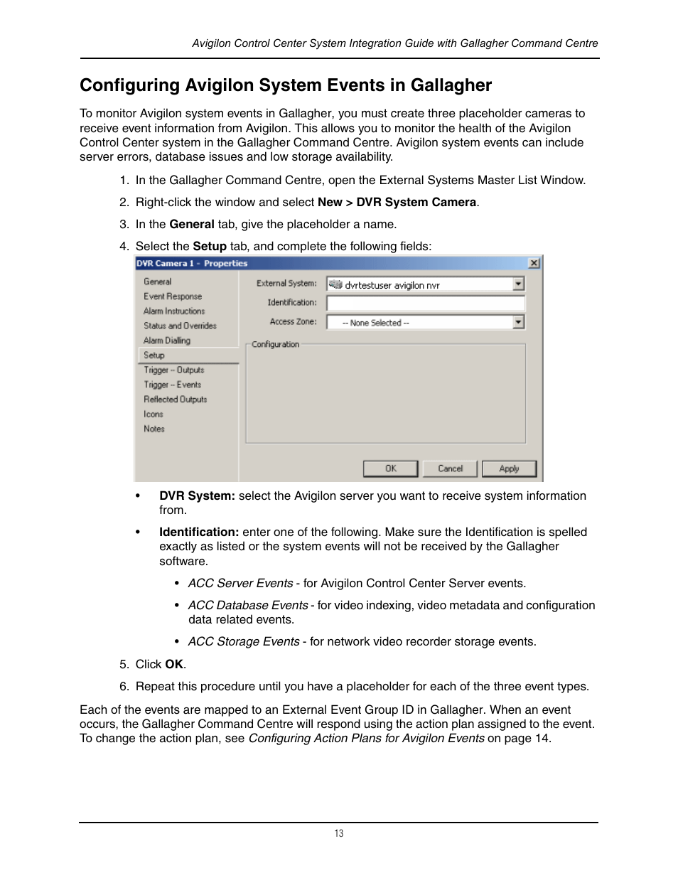 Configuring avigilon system events in gallagher | Avigilon Gallagher Command Center Integration User Manual | Page 16 / 19