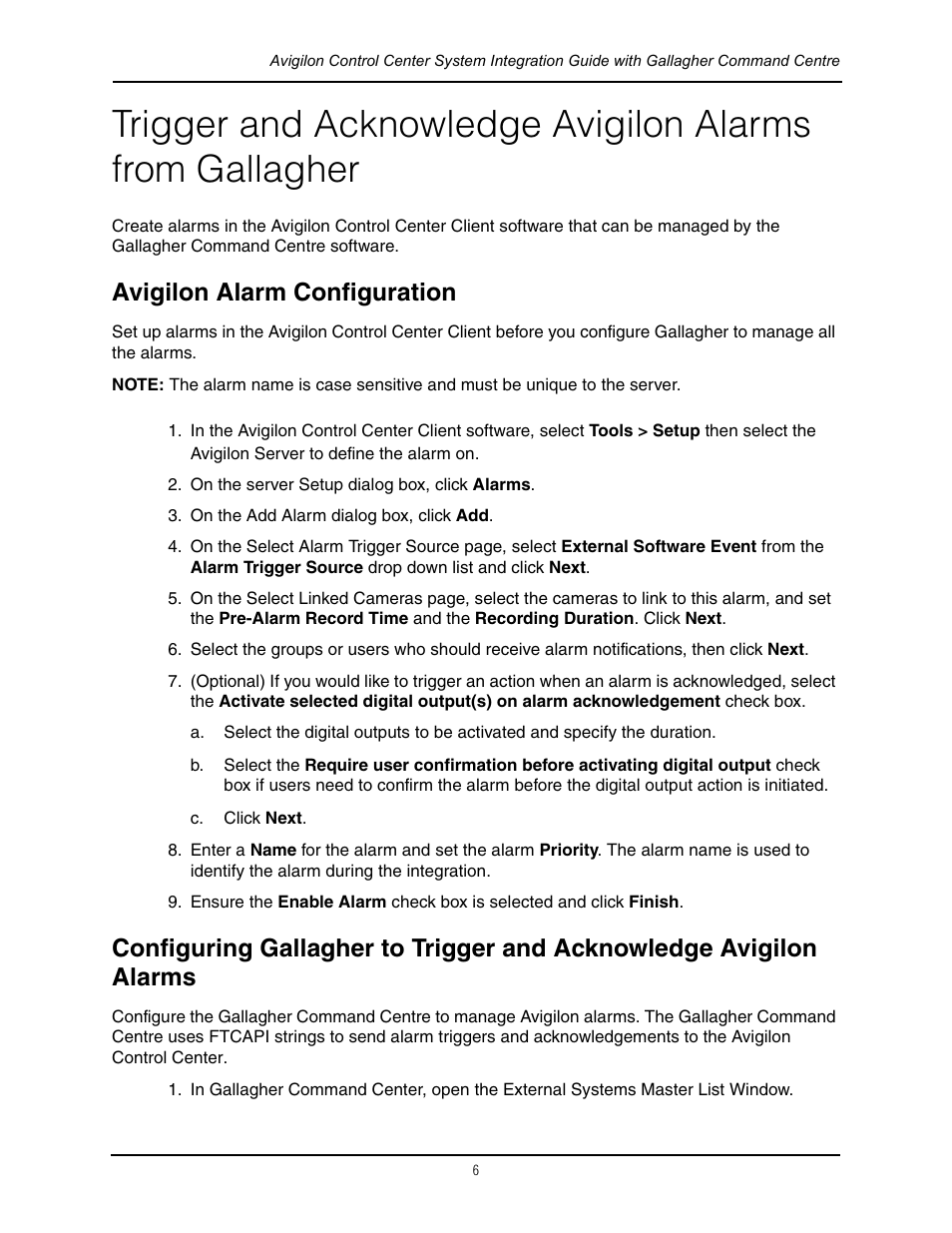 Avigilon alarm configuration | Avigilon Gallagher Command Center Integration User Manual | Page 9 / 19