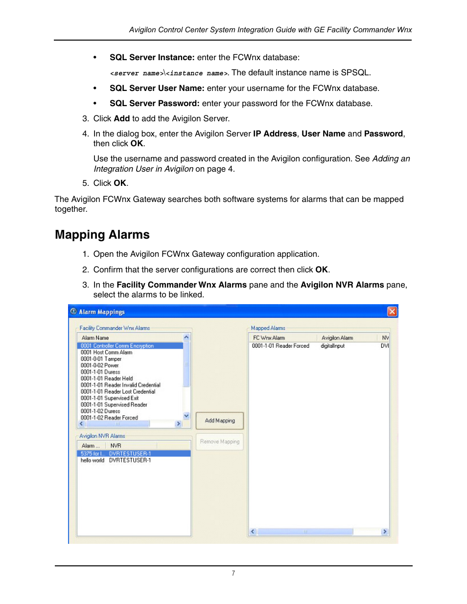 Mapping alarms | Avigilon GE Facility Commander Wnx Integration User Manual | Page 10 / 13