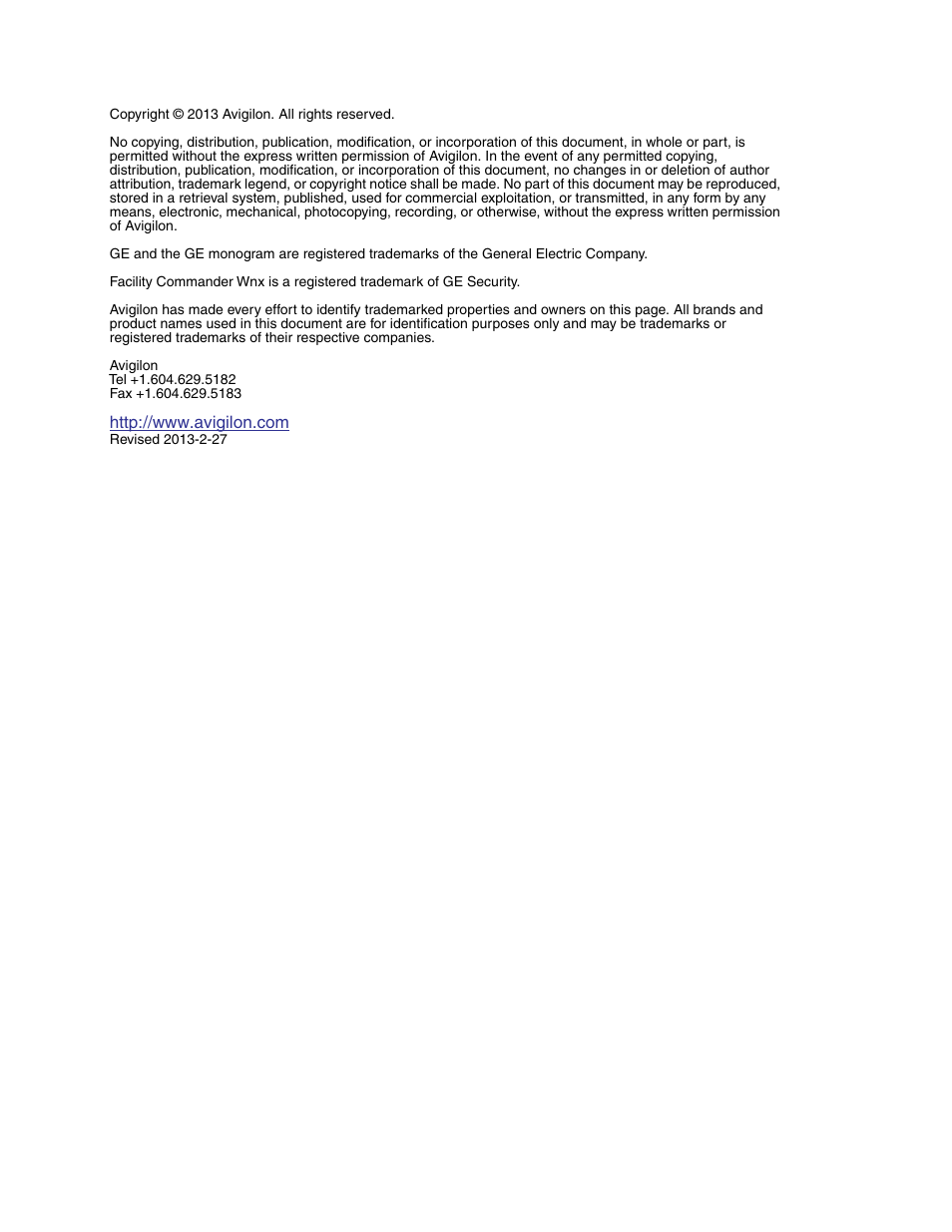 Avigilon GE Facility Commander Wnx Integration User Manual | Page 2 / 13