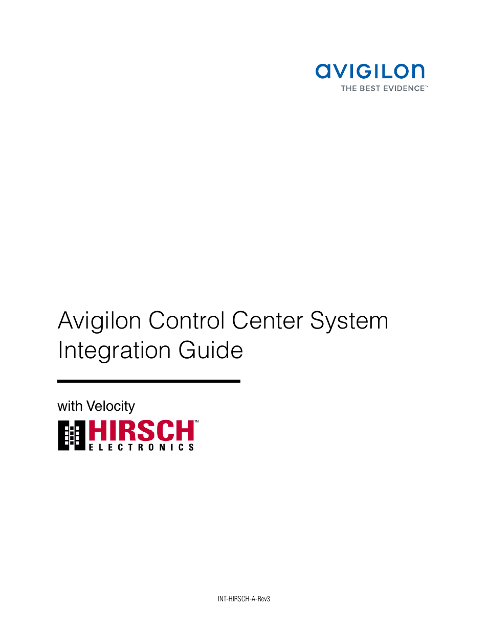 Avigilon Hirsch Velocity Integration User Manual | 16 pages