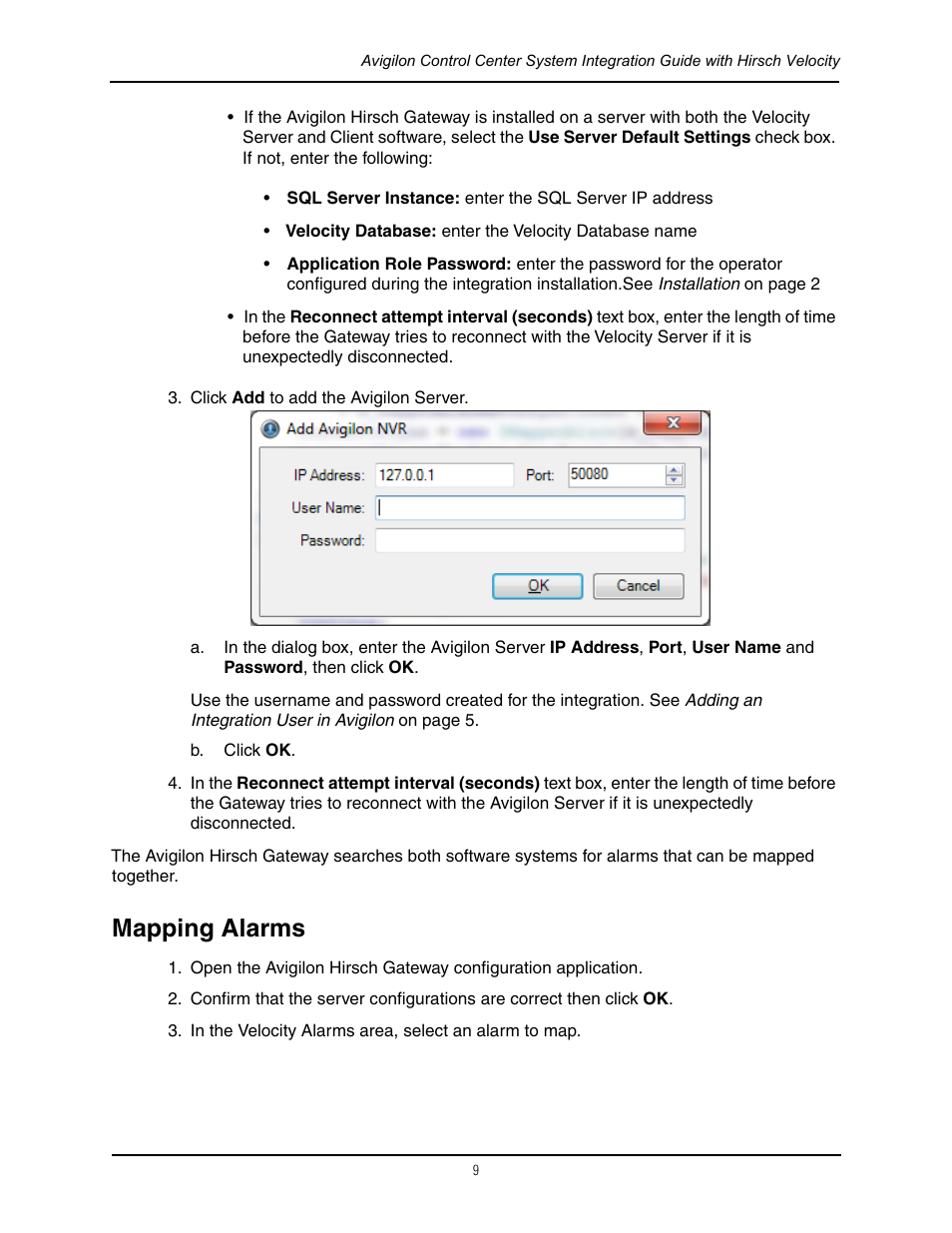 Mapping alarms | Avigilon Hirsch Velocity Integration User Manual | Page 12 / 16