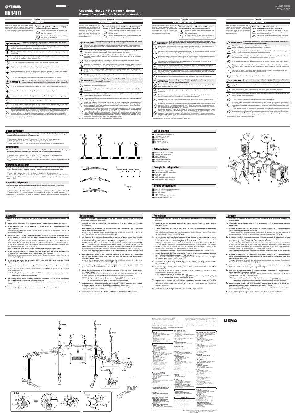 Hxr4ld, Assembly zusammenbau, Assemblage montaje | Yamaha HXR4LD User Manual | Page 2 / 2