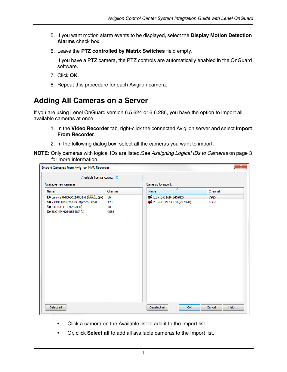 Adding all cameras on a server | Avigilon Lenel On Guard Integration User Manual | Page 10 / 16