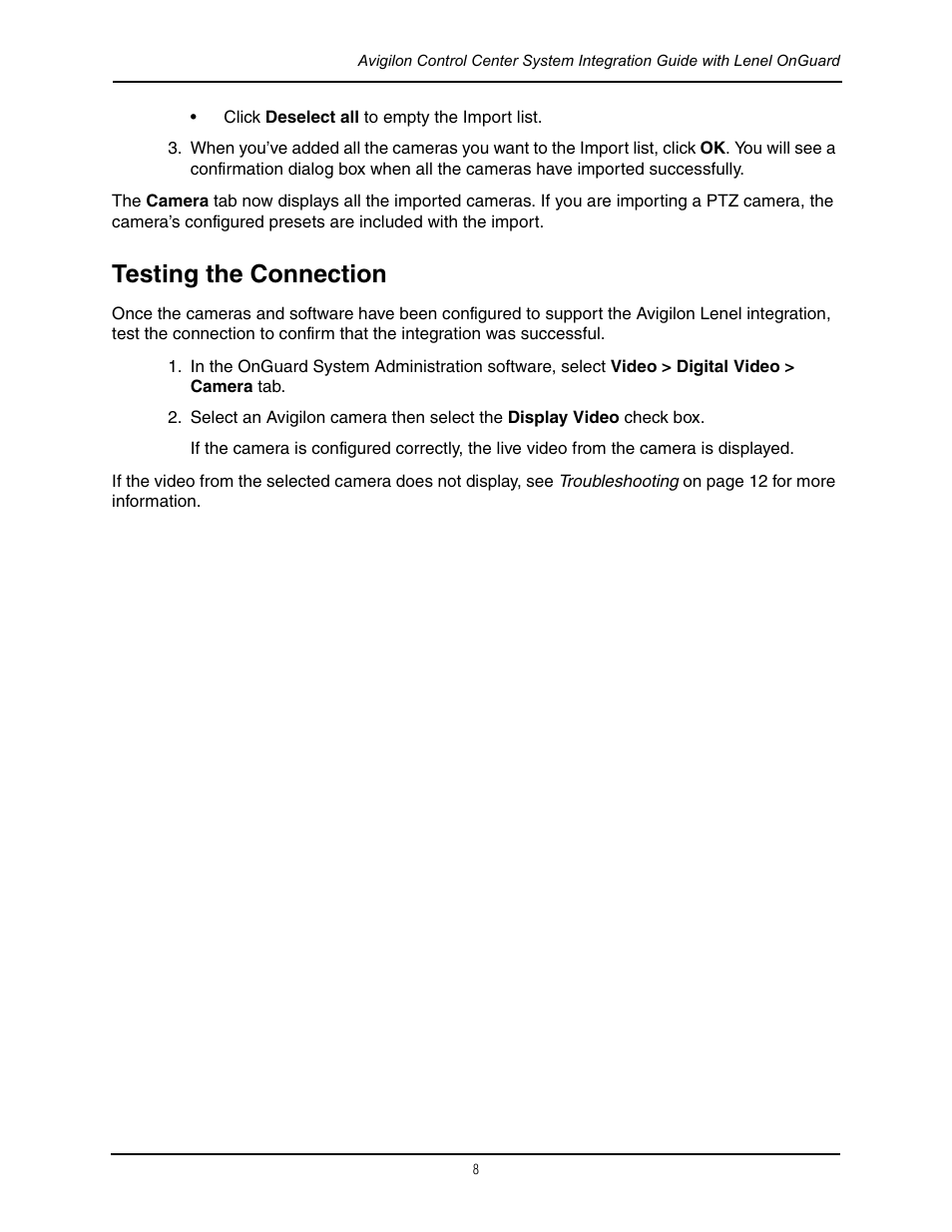 Testing the connection | Avigilon Lenel On Guard Integration User Manual | Page 11 / 16