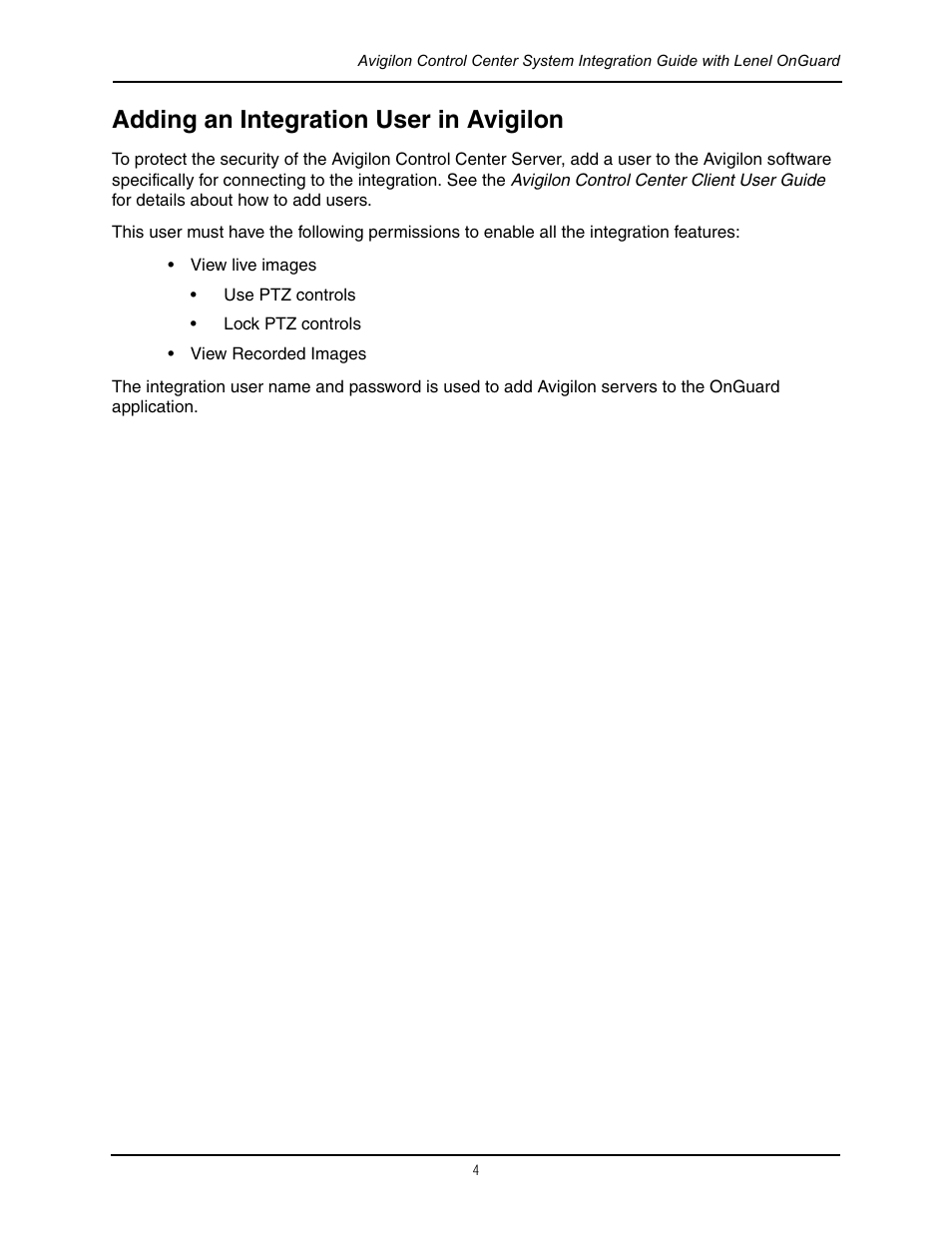 Adding an integration user in avigilon | Avigilon Lenel On Guard Integration User Manual | Page 7 / 16