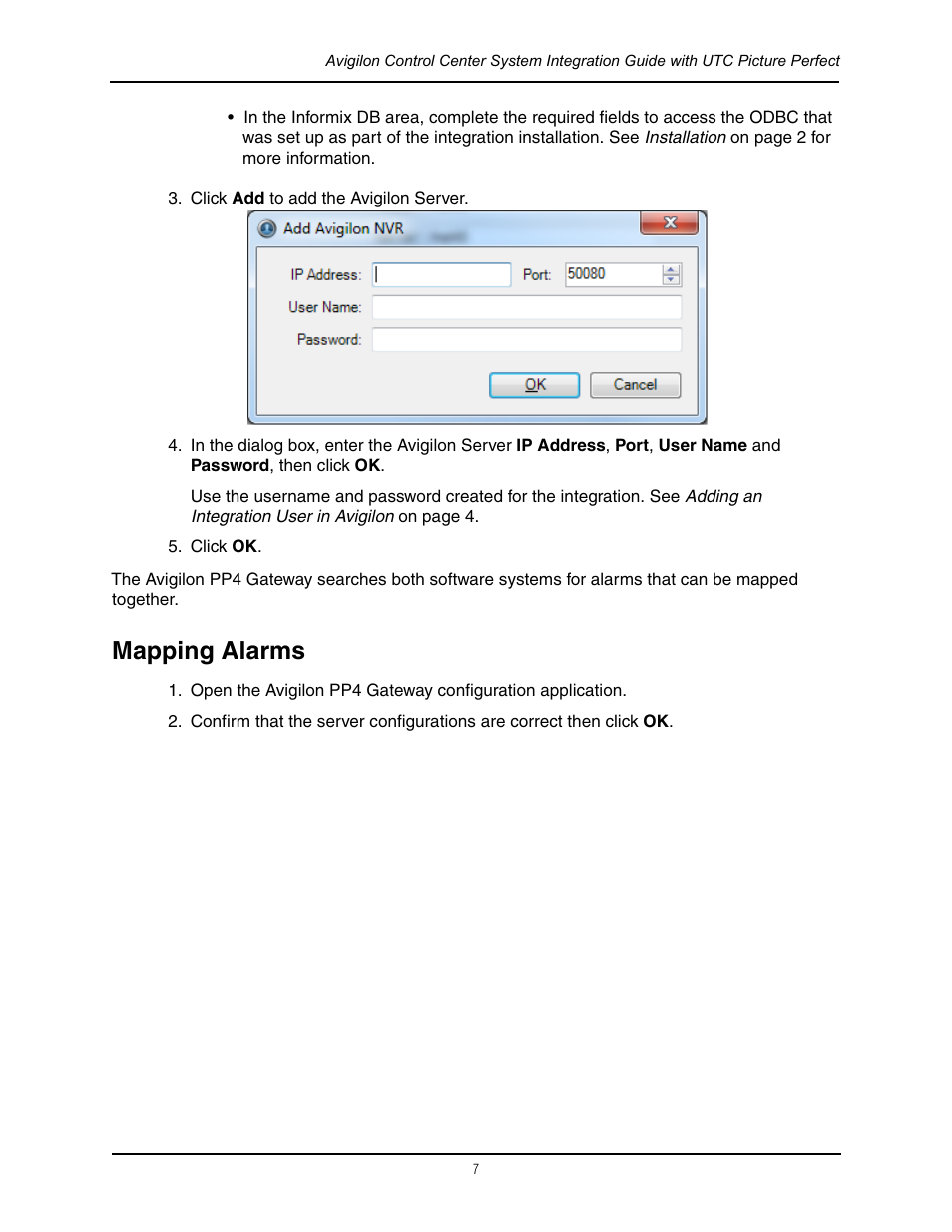 Mapping alarms | Avigilon Picture Perfect 4 Integration User Manual | Page 10 / 13