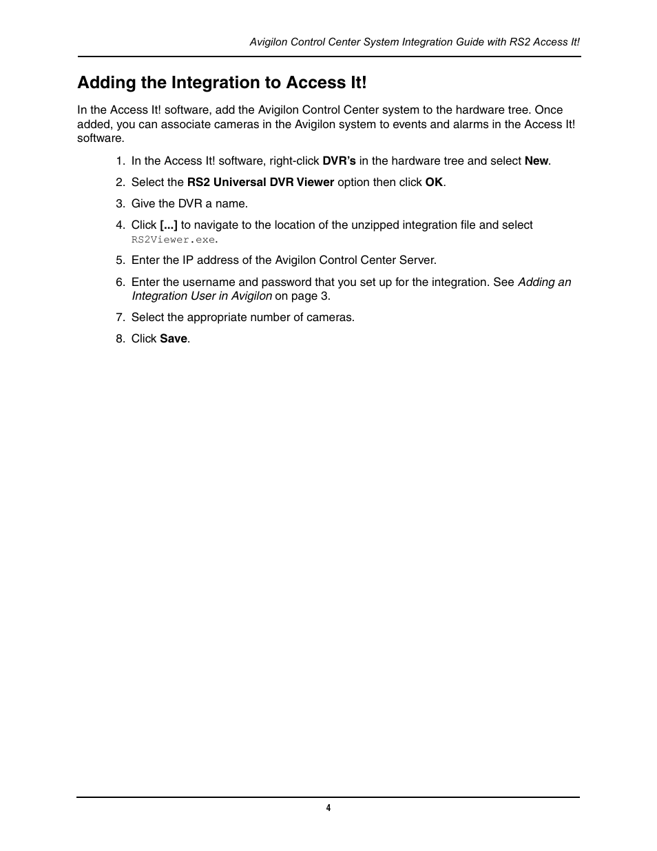 Adding the integration to access it | Avigilon RS2 Access It Integration User Manual | Page 8 / 9