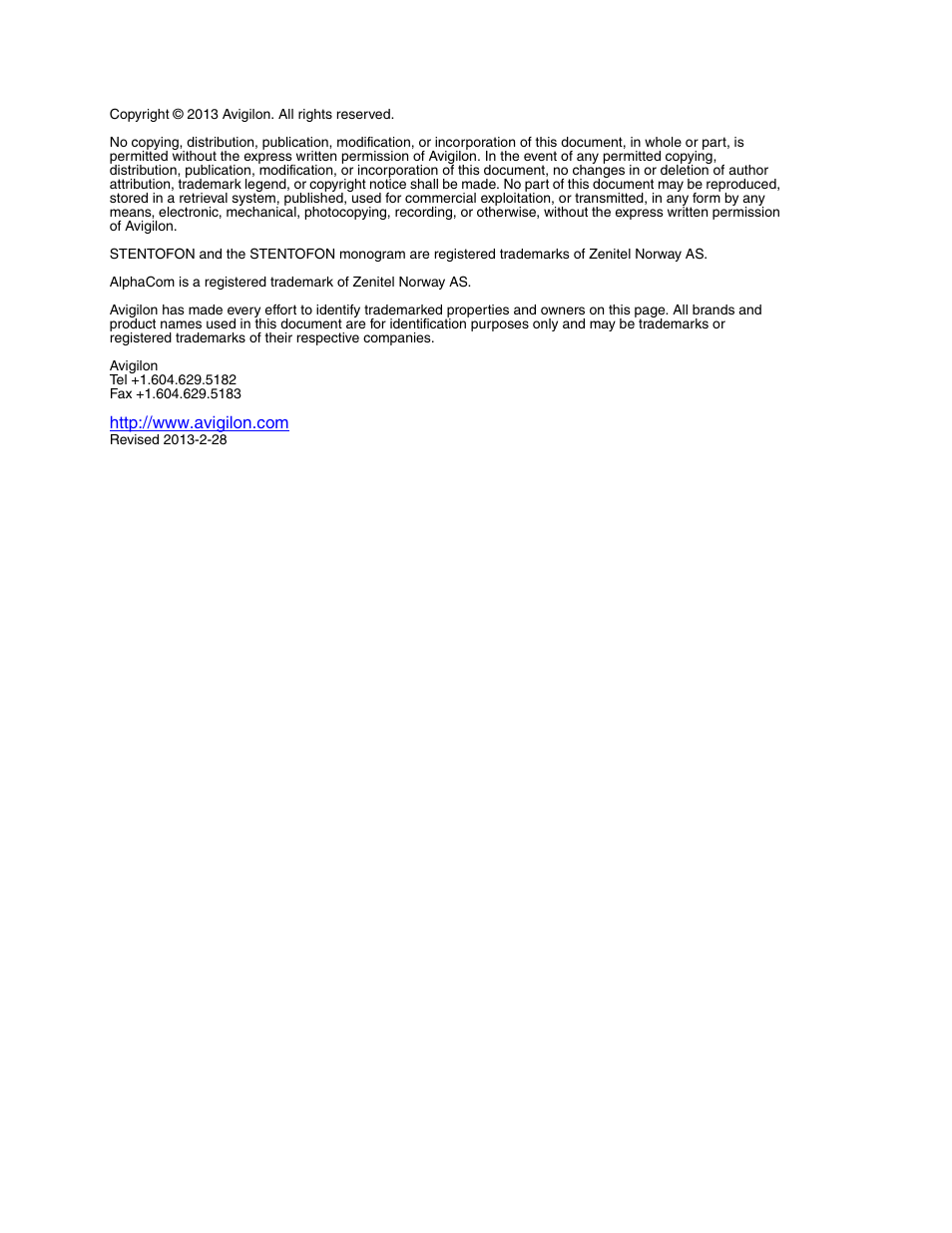 Avigilon Stentofon AlphaCom XE Integration User Manual | Page 2 / 12
