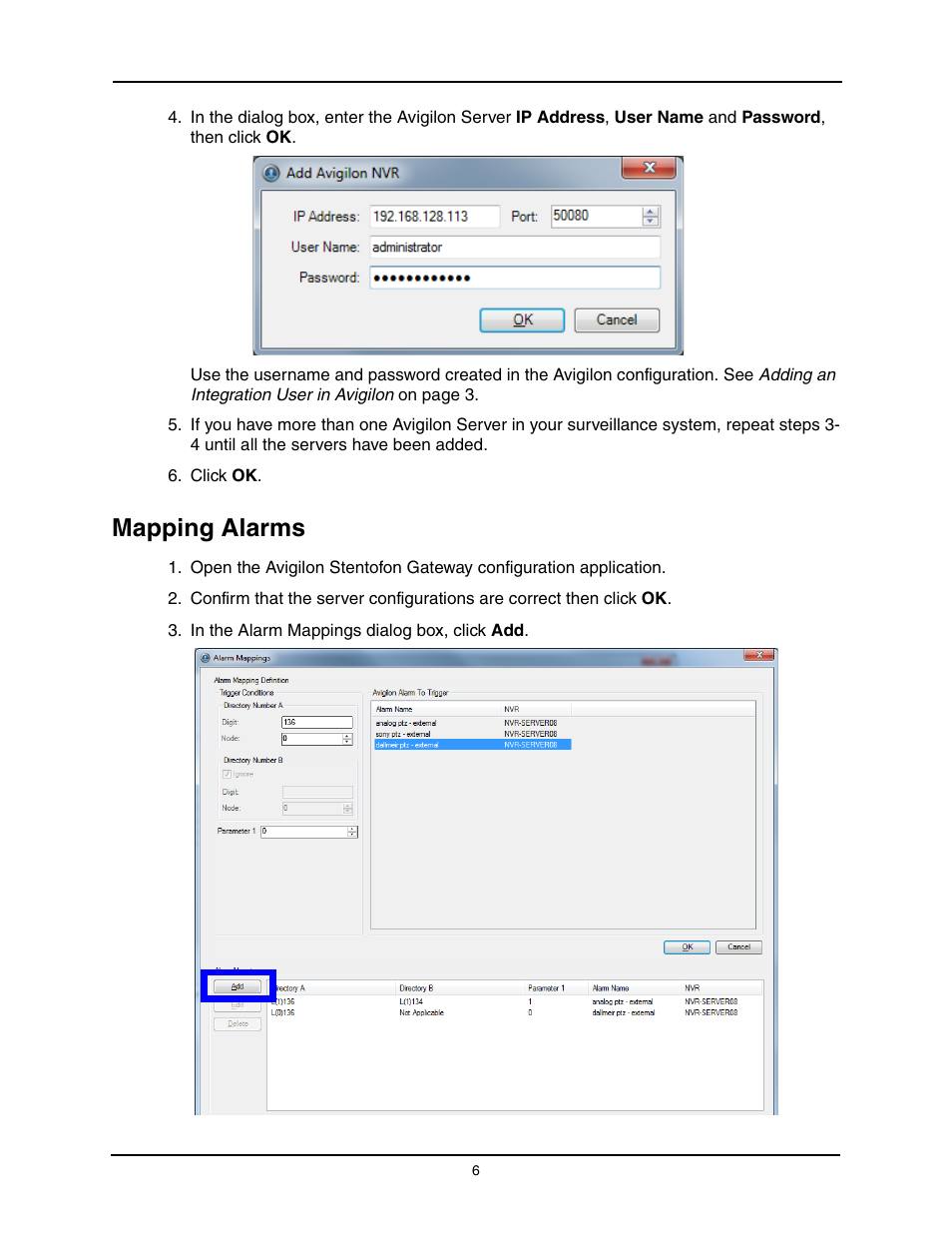 Mapping alarms | Avigilon Stentofon AlphaCom XE Integration User Manual | Page 9 / 12