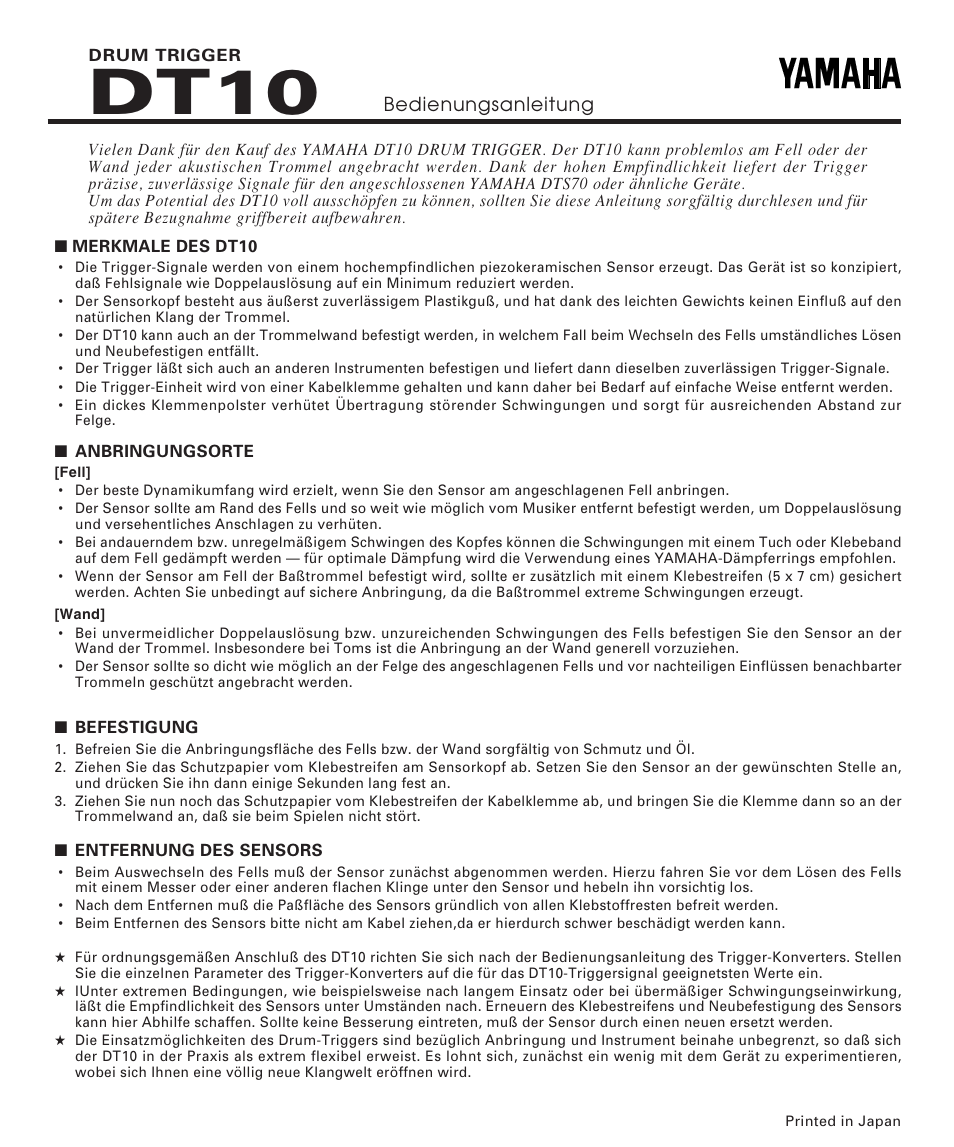 Dt10 | Yamaha DT10 User Manual | Page 3 / 3