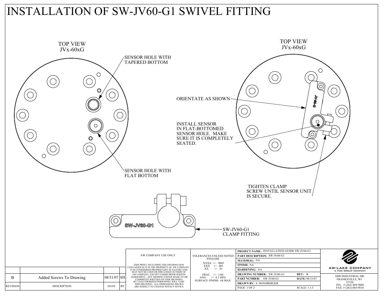 AW Gear Meters SW-JV60-G1 User Manual | 1 page