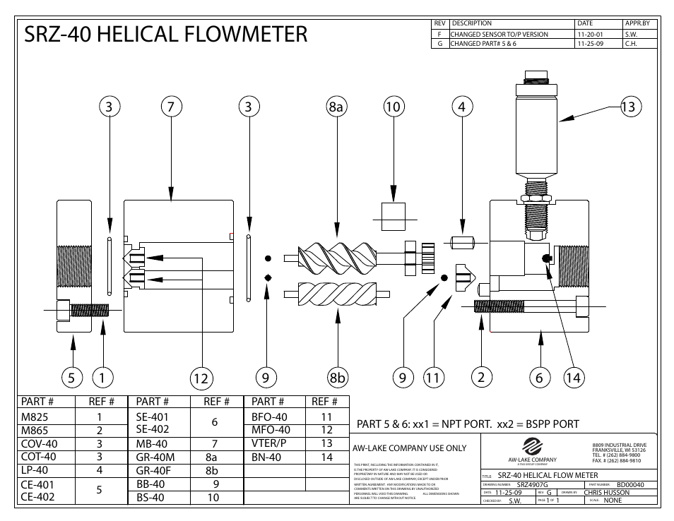 Srz-40 helical flowmeter | AW Gear Meters SRZ-40 User Manual | Page 2 / 2