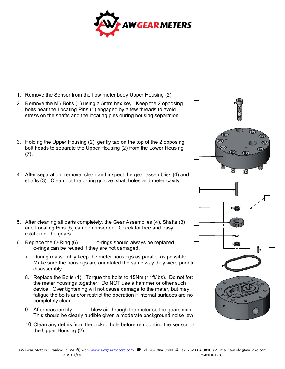 AW Gear Meters JVS-01UF MicroFlow User Manual | 2 pages