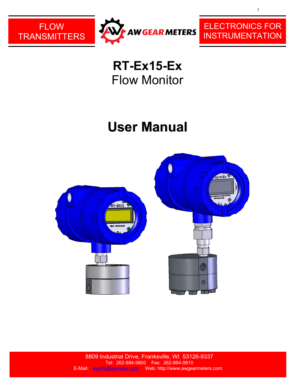 AW Gear Meters RT-Ex15-Ex User Manual | 20 pages