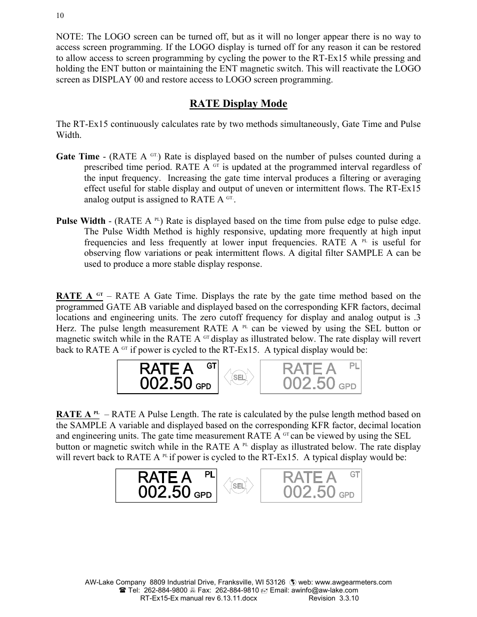 Rate display mode | AW Gear Meters RT-Ex15-Ex User Manual | Page 10 / 20