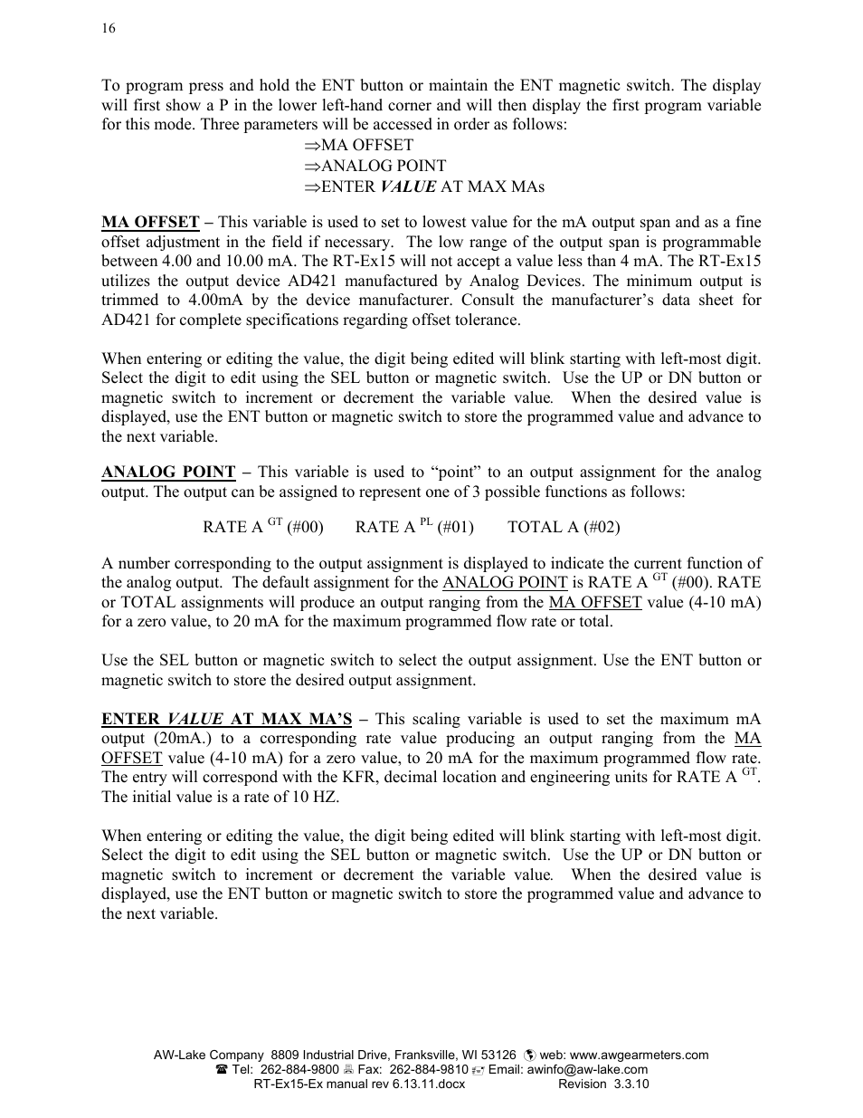 AW Gear Meters RT-Ex15-Ex User Manual | Page 16 / 20