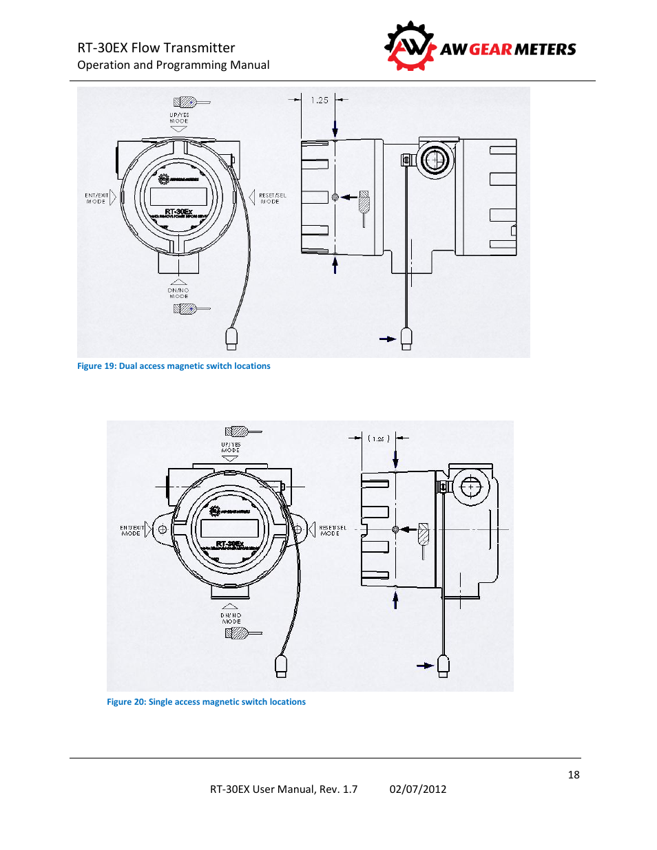 Rt-30ex flow transmitter | AW Gear Meters RT-30EX User Manual | Page 18 / 40